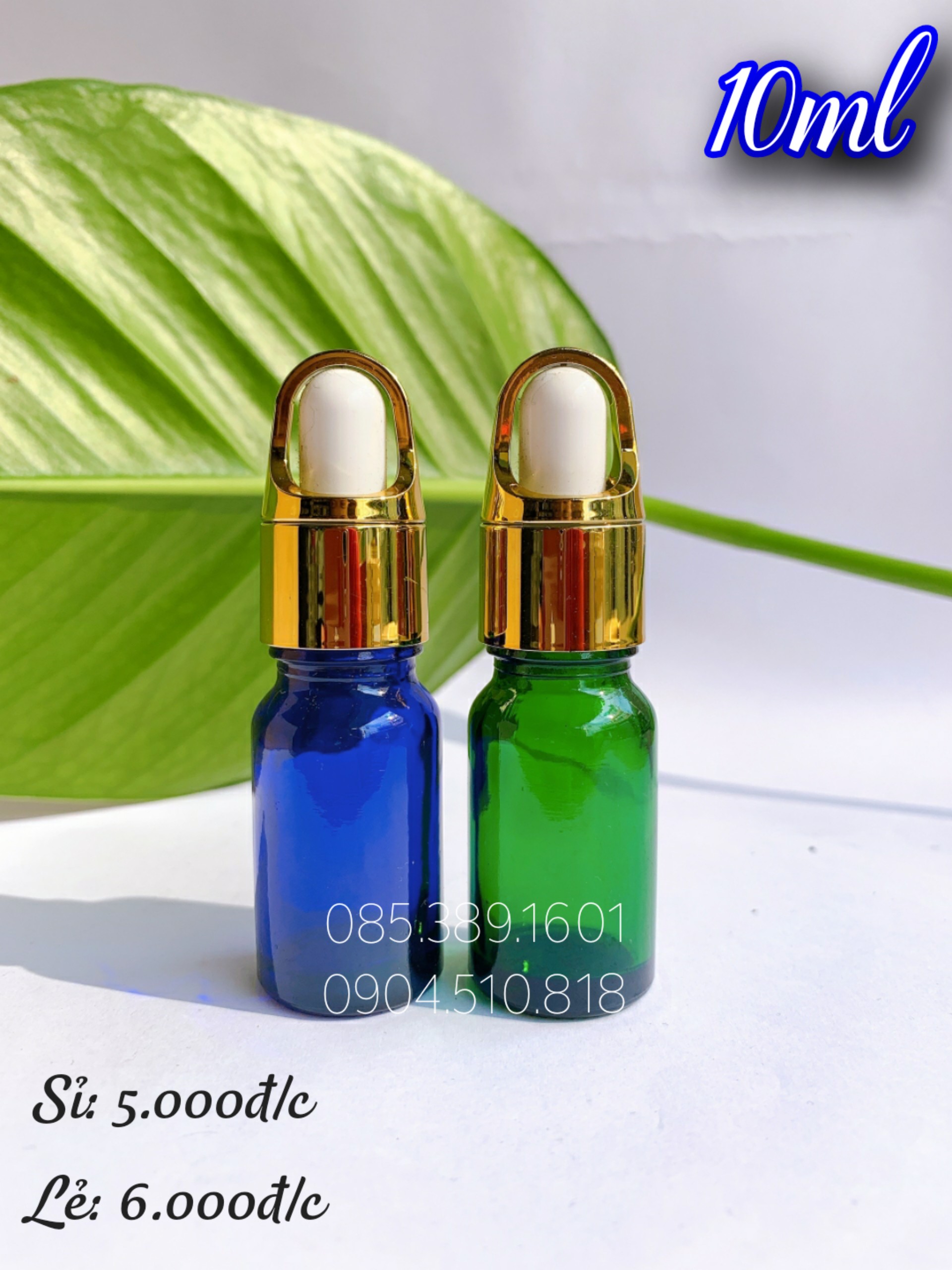 CHAI TINH DẦU XANH LÁ – XANH DƯƠNG NẮP QUAI XÁCH 10ML