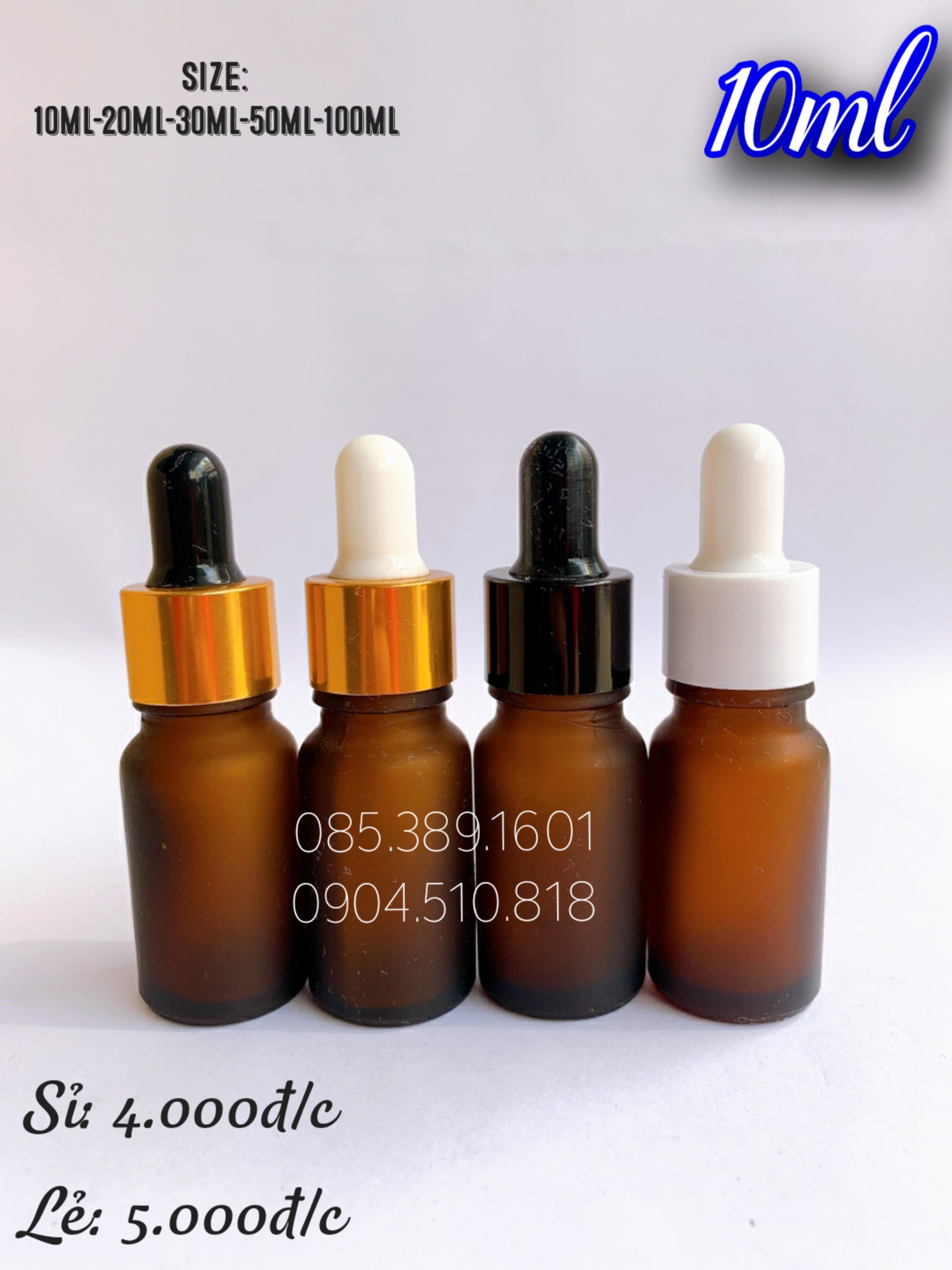 CHAI SERUM NÂU MỜ 10ML NÚT BÓP