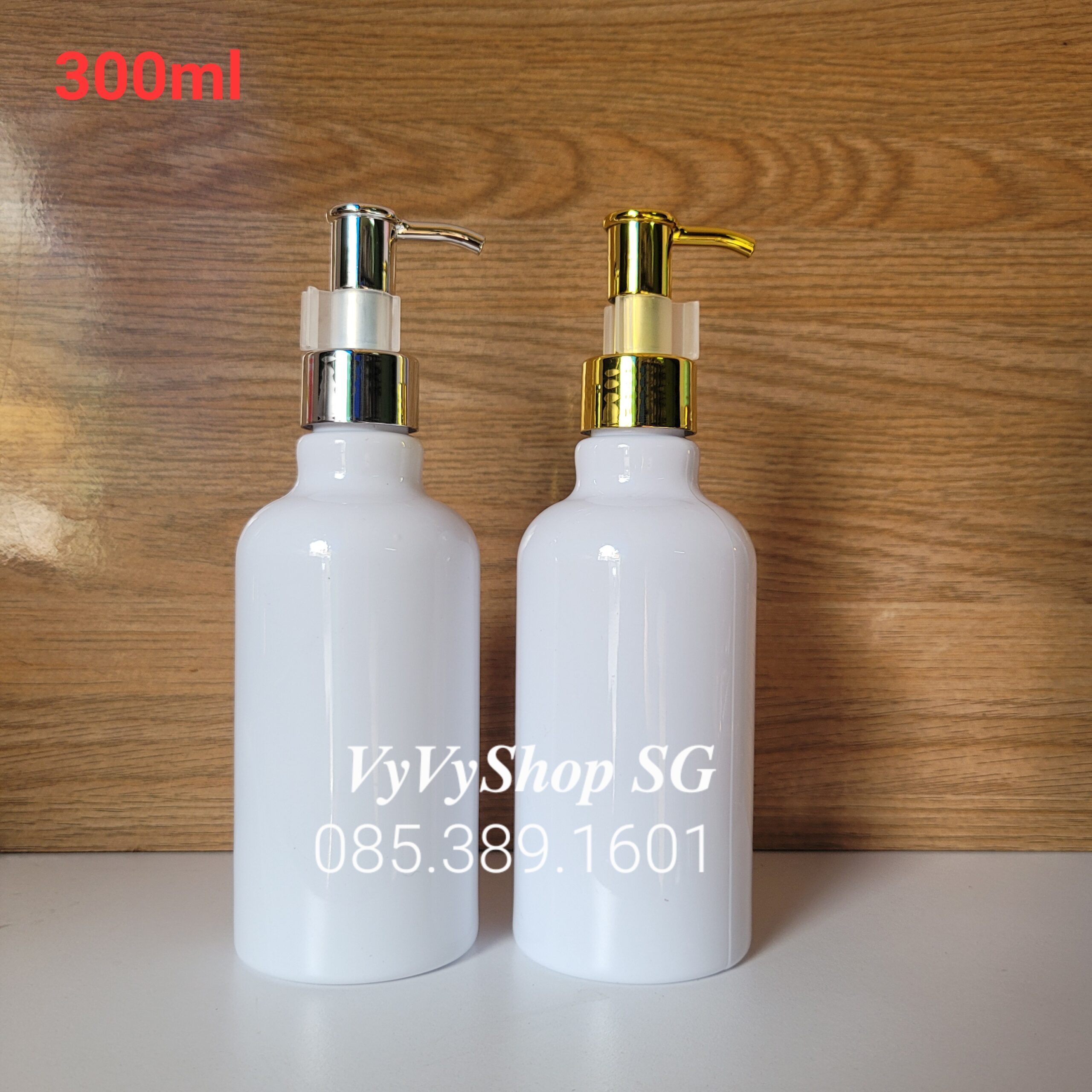 CHAI NHỰA PET CỔ CAO 300ML VÒI CHỐT VÀNG – BẠC