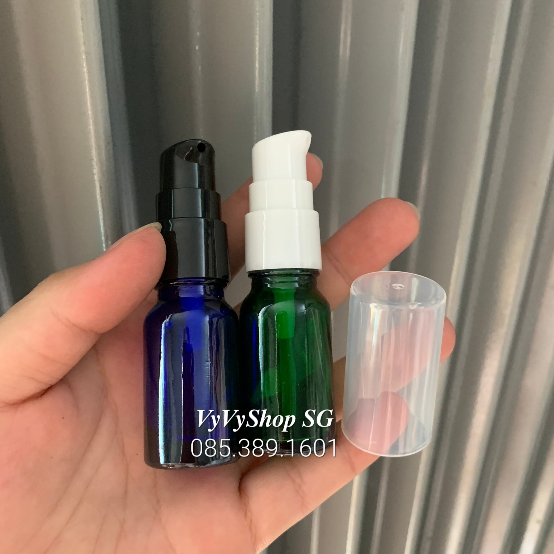 CHAI SERUM XANH 10ML KẾT HỢP  VÒI XỊT GIỌT