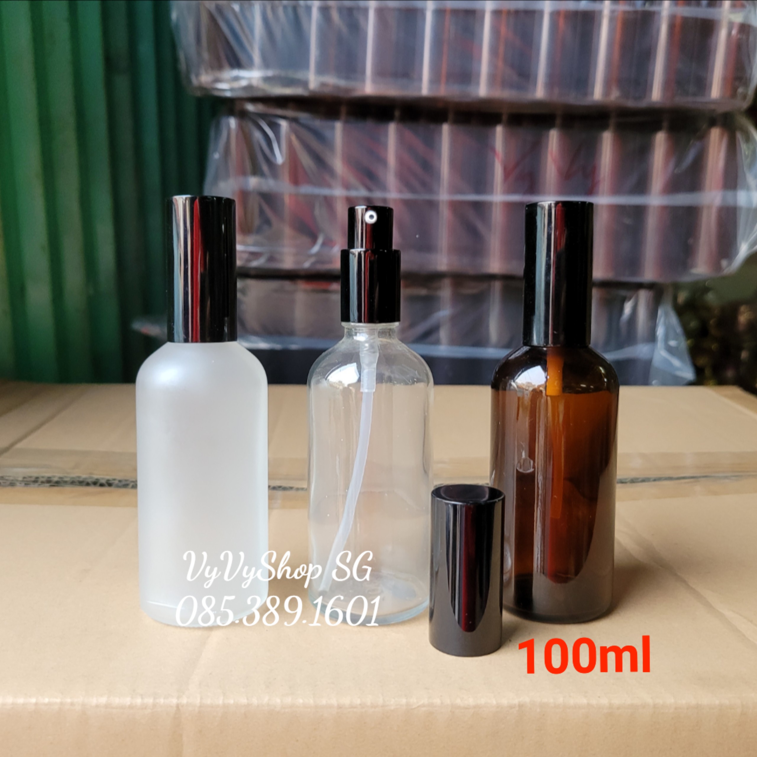 CHAI SERUM 100ML VÒI NHẤN BỌC NHÔM ĐEN