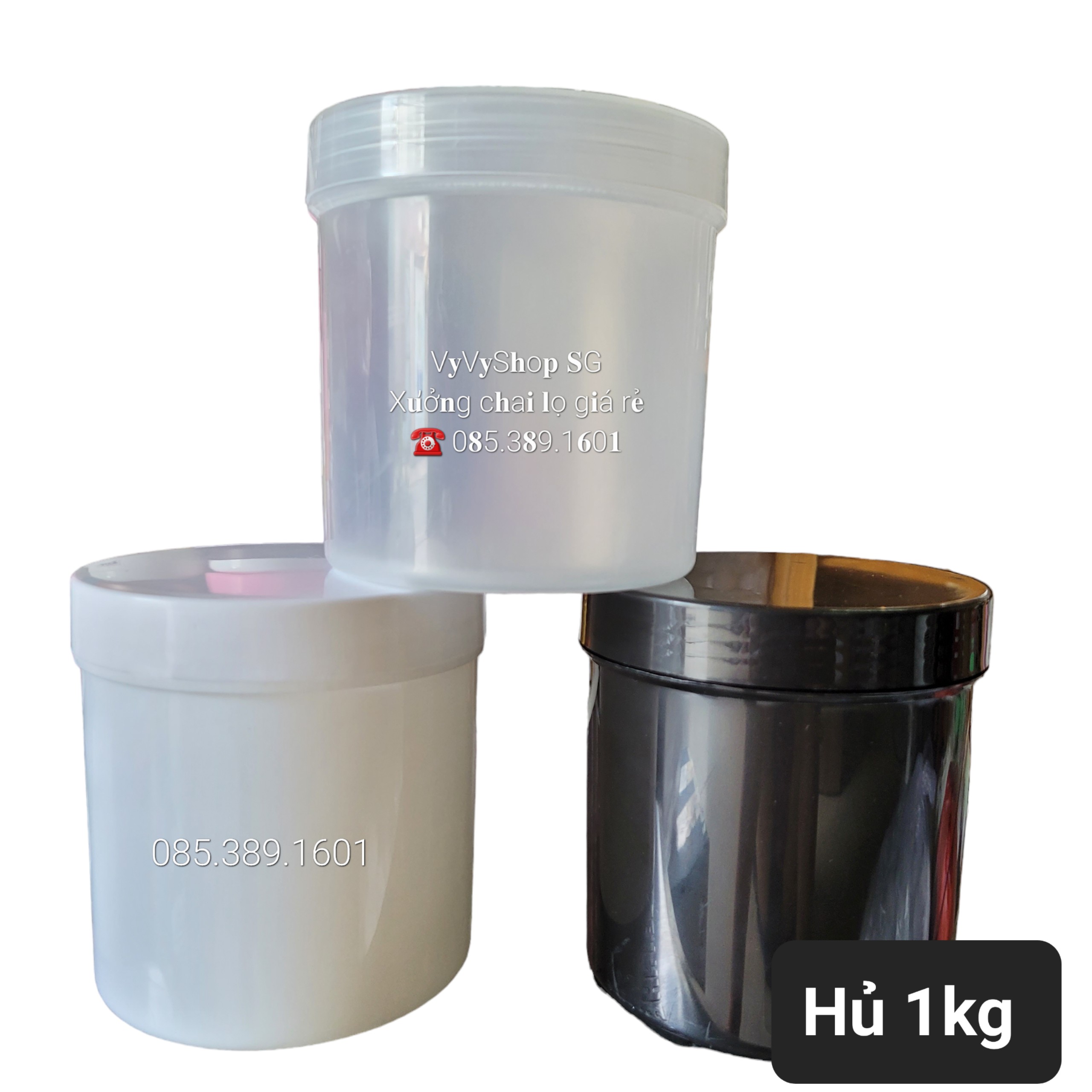 HỦ NHỰA 1KG KÈM NẮP LÓT