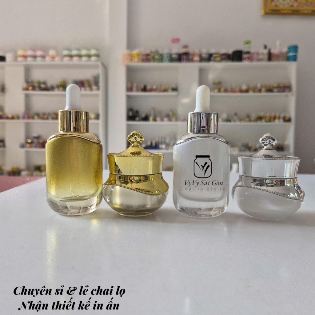 BỘ CHAI LỌ CHIẾT MỸ PHẨM (chai oval 30ml và hủ vua cao 20g)